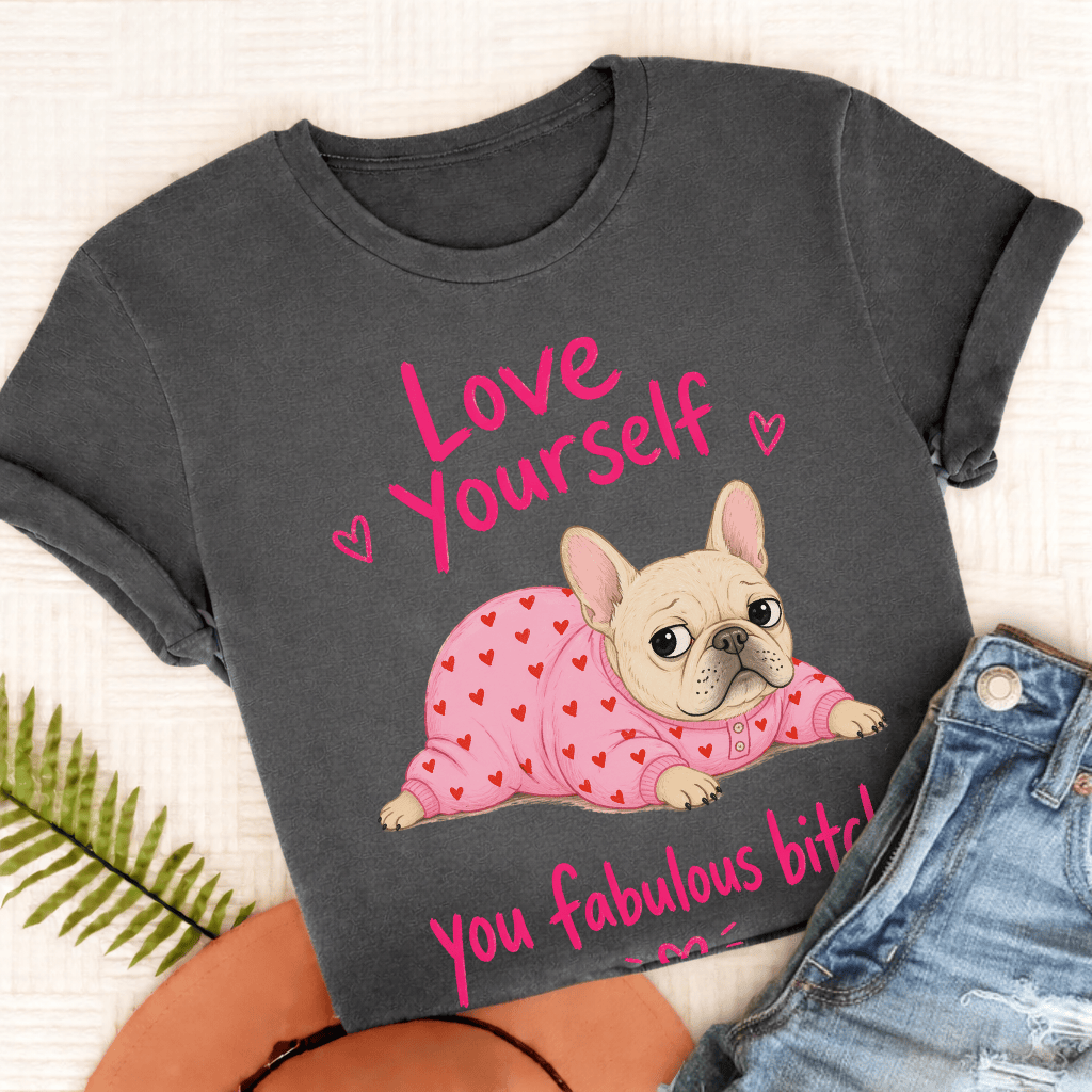 Personalized Frenchie Love Yourself Unisex TShirt Comfort Colors Pepper