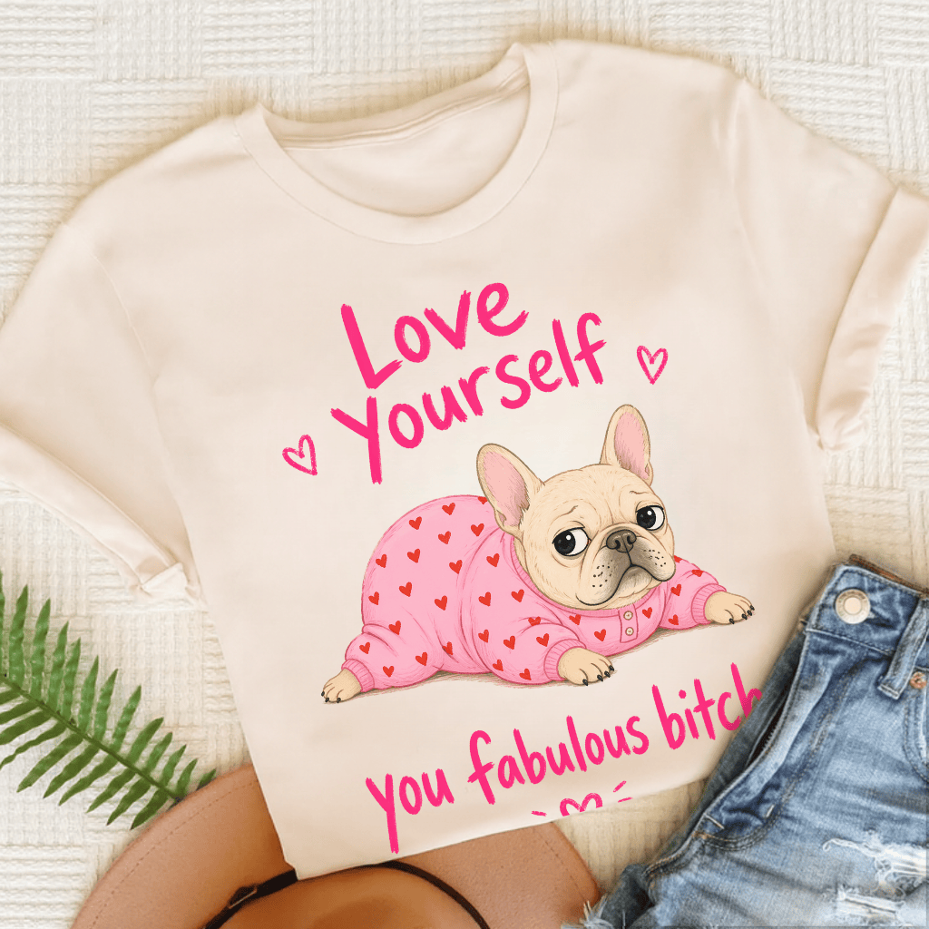 Personalized Frenchie Love Yourself Unisex TShirt Natural