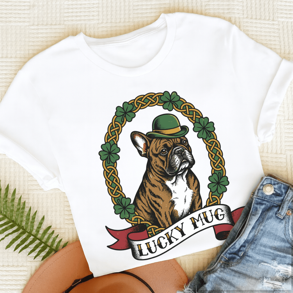 Personalized Frenchie Lucky St Paticks Unisex TShirt White