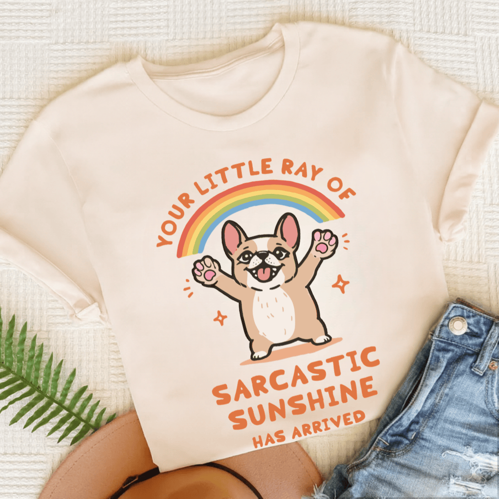 Personalized Frenchie Ray of Sunshine Unisex TShirt Natural
