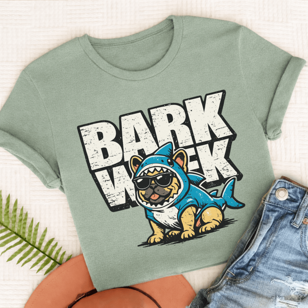 Personalized Frenchie Shark Week Unisex TShirt Comfort Colors Bay