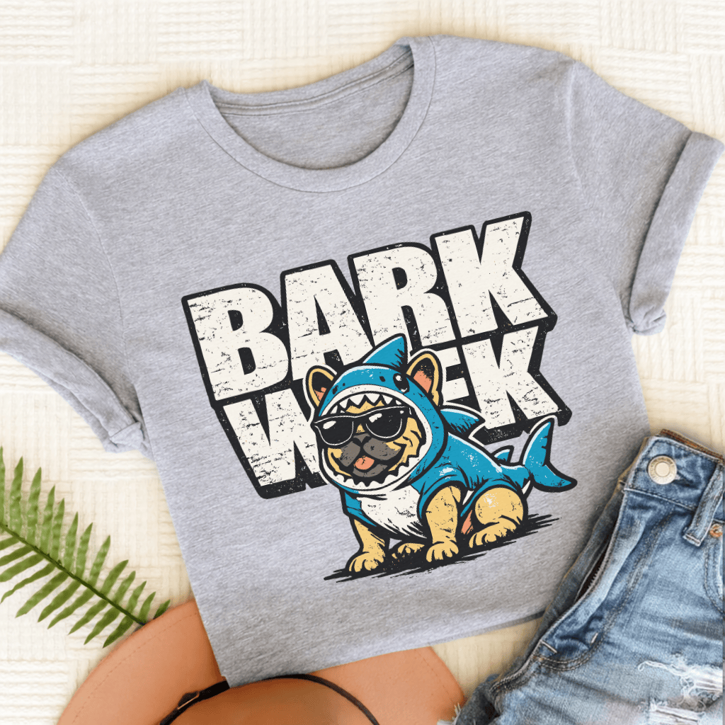Personalized Frenchie Shark Week Unisex TShirt Sport Grey