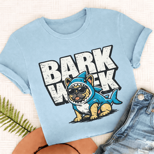 Personalized Frenchie Shark Week Unisex TShirt Comfort Colors Chambray
