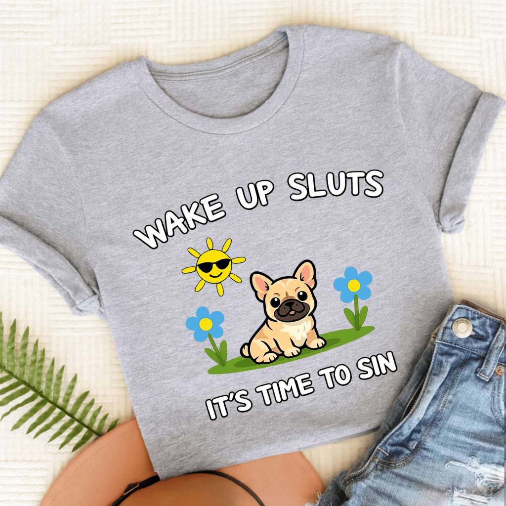 Personalized Frenchie Wake Up Funny Unisex TShirt Sport Grey