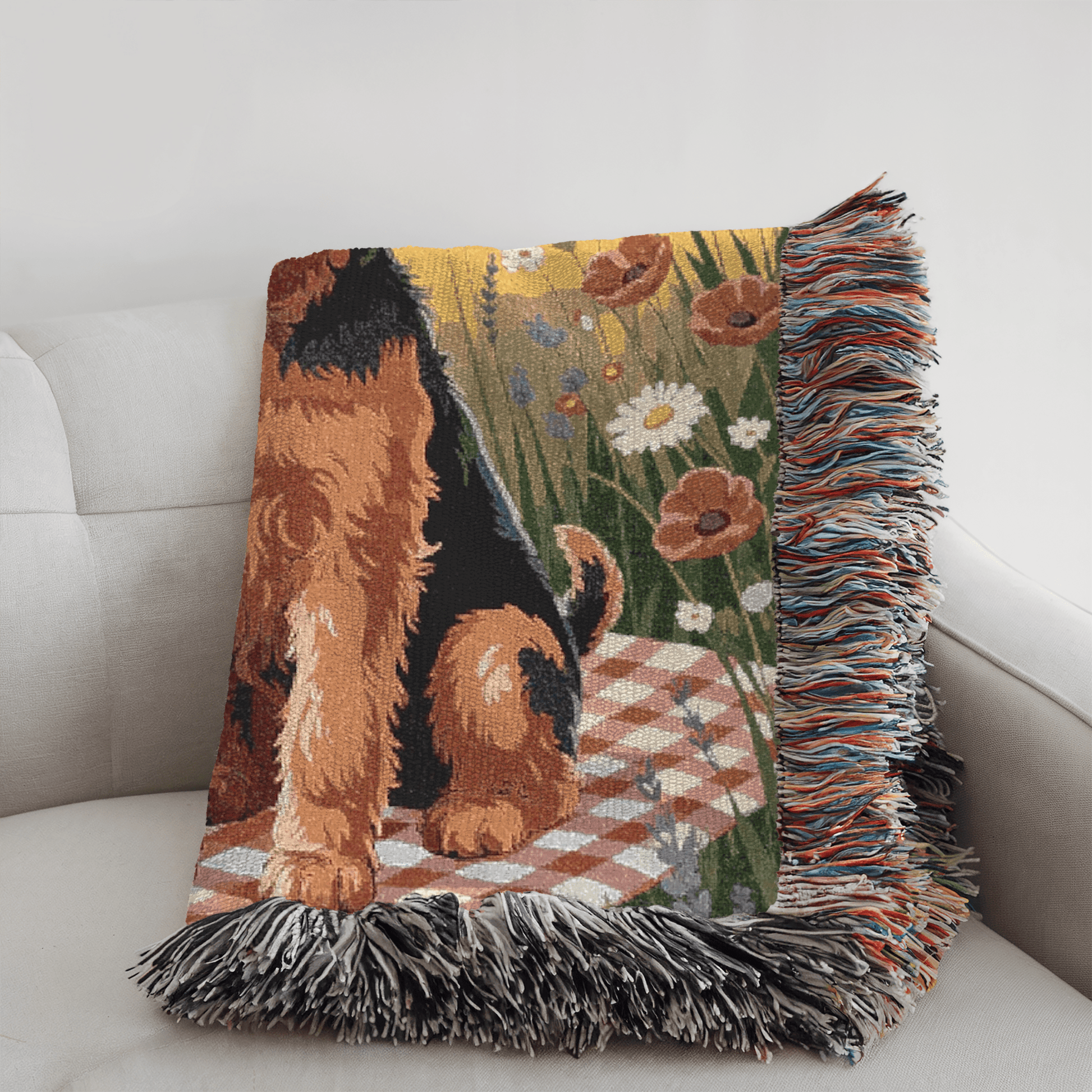 Printify Home Decor Picnic Blanket Airedale Terrier Dog, Pet Summer Throw Housewarming, Fun Home Accent