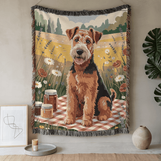 Printify Home Decor Picnic Blanket Airedale Terrier Dog, Pet Summer Throw Housewarming, Fun Home Accent
