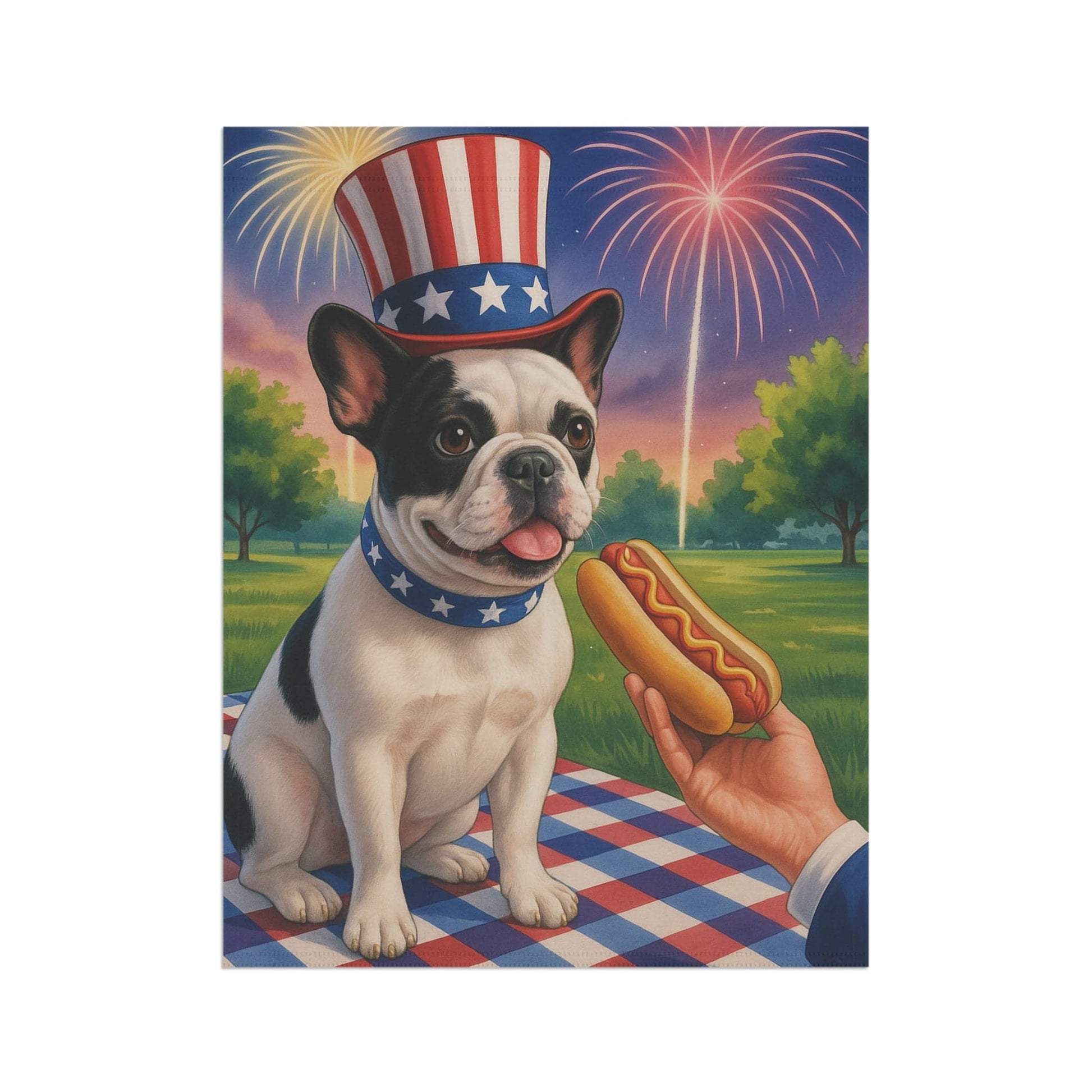 Printify Garden Flag Piebald French Bulldog 4th July Garden Flag