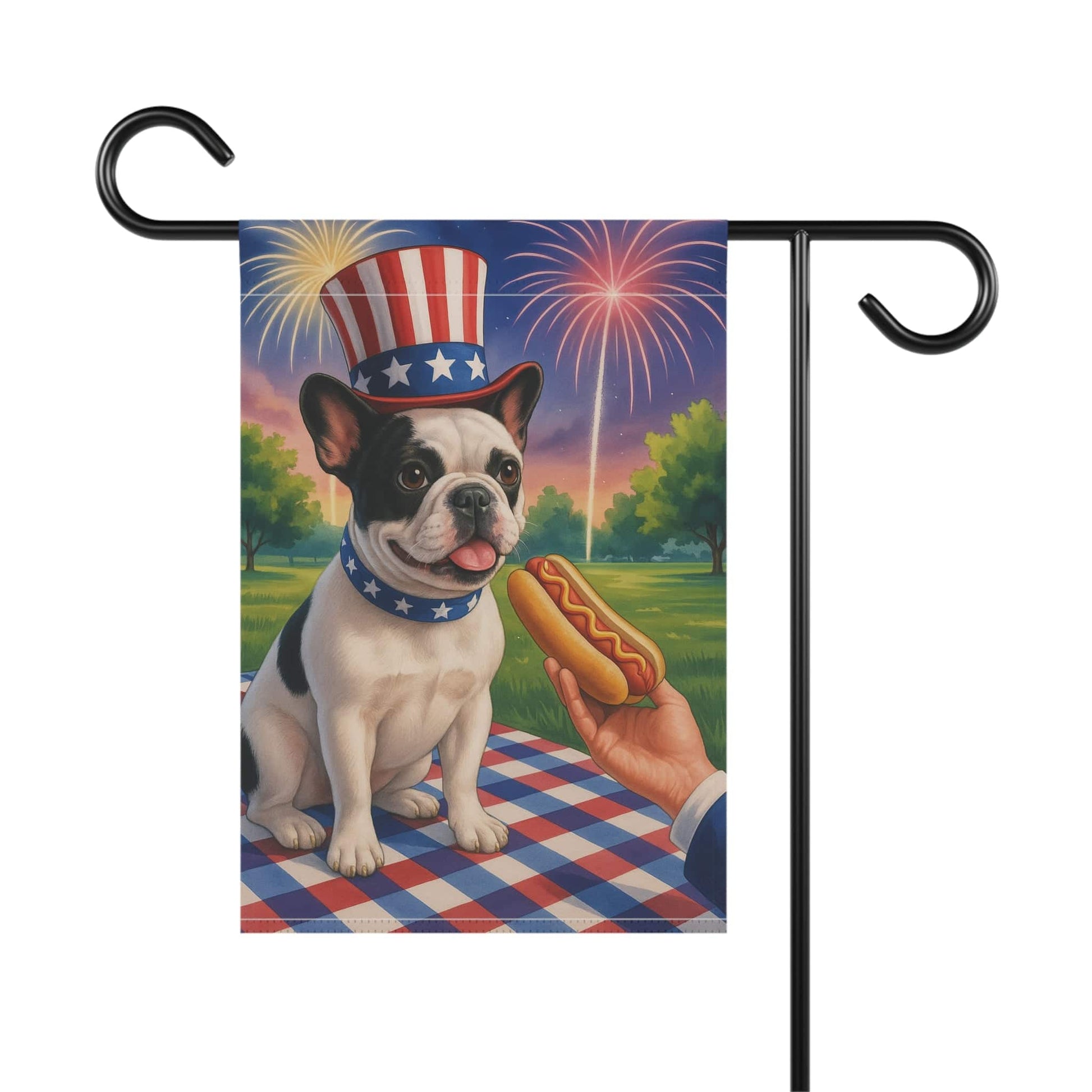 Printify Garden Flag Piebald French Bulldog 4th July Garden Flag
