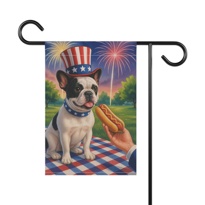Printify Garden Flag Piebald French Bulldog 4th July Garden Flag