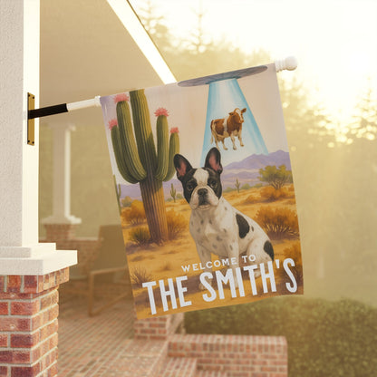 Printify Garden Flag Piebald French Bulldog Aliens Garden Flag