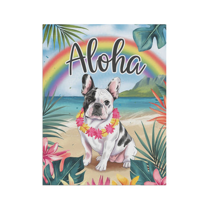 Printify Garden Flag Piebald French Bulldog Aloha Garden Flag