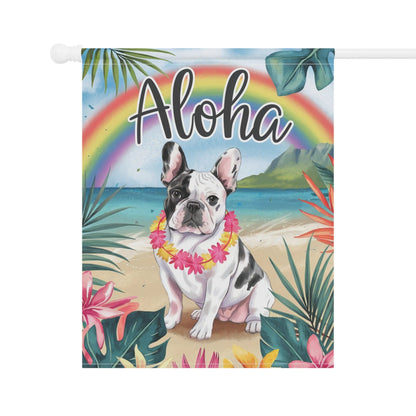 Printify Garden Flag Piebald French Bulldog Aloha Garden Flag