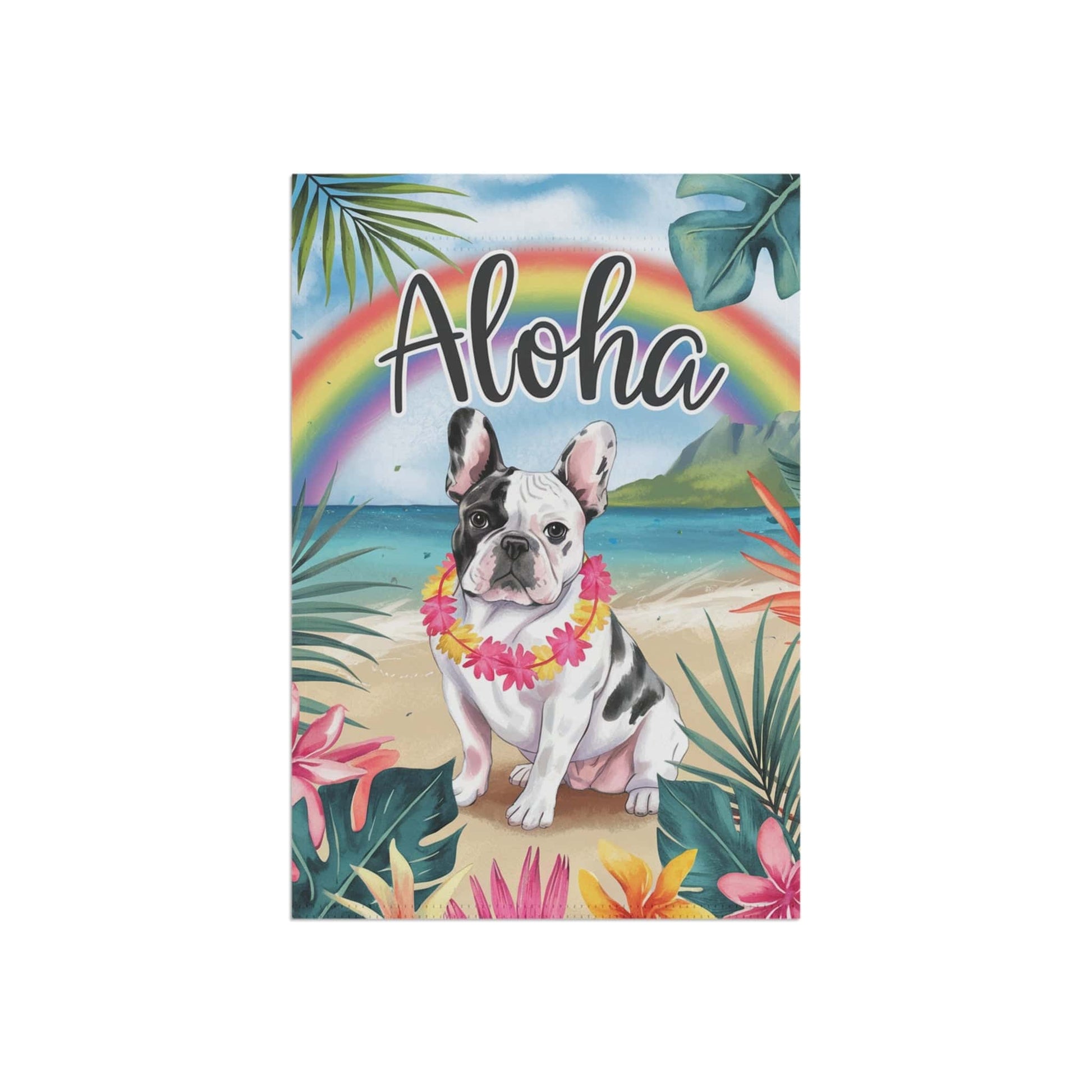 Printify Garden Flag Piebald French Bulldog Aloha Garden Flag