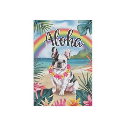 Printify Garden Flag Piebald French Bulldog Aloha Garden Flag