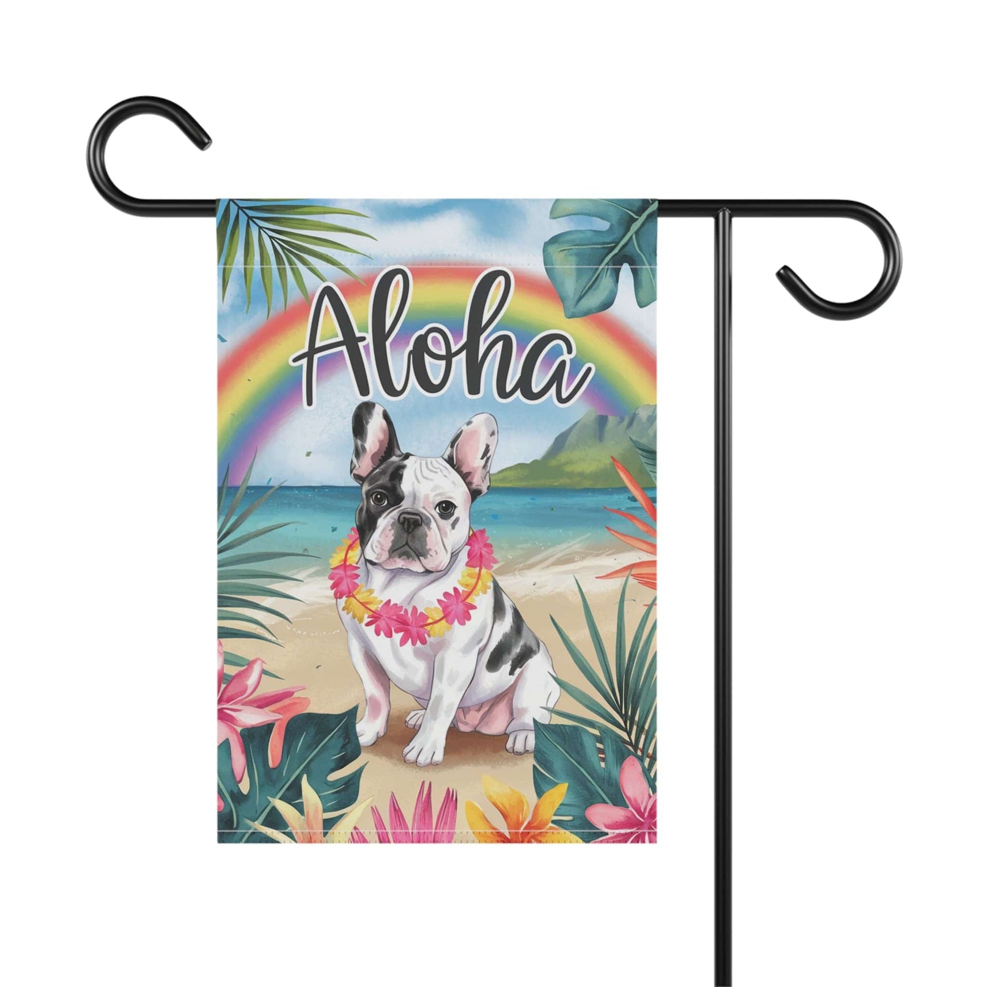 Printify Garden Flag Piebald French Bulldog Aloha Garden Flag
