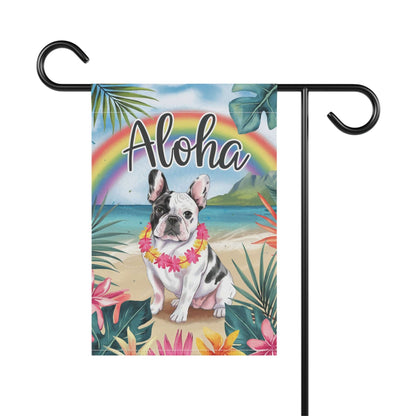 Printify Garden Flag Piebald French Bulldog Aloha Garden Flag