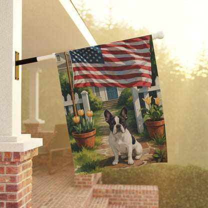 Printify Garden Flag Piebald French Bulldog America Garden Flag