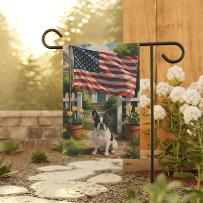 Printify Garden Flag Piebald French Bulldog America Garden Flag