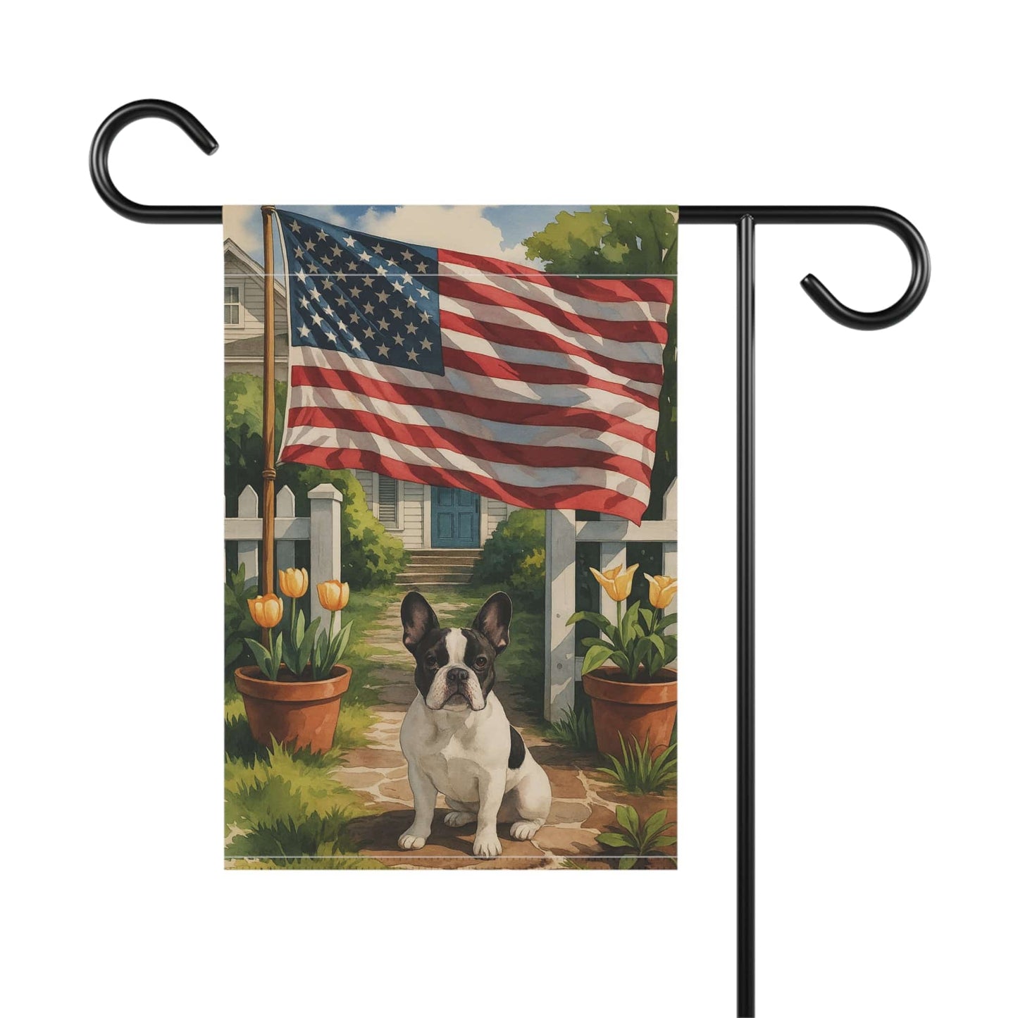 Printify Garden Flag Piebald French Bulldog America Garden Flag