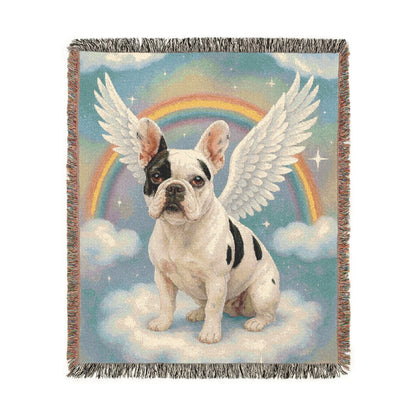 Printify Blanket Piebald French Bulldog Angel Woven Blanket