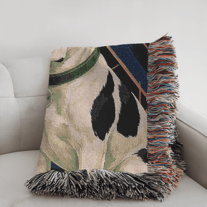 Printify Blanket Piebald French Bulldog Art Deco Woven Blanket