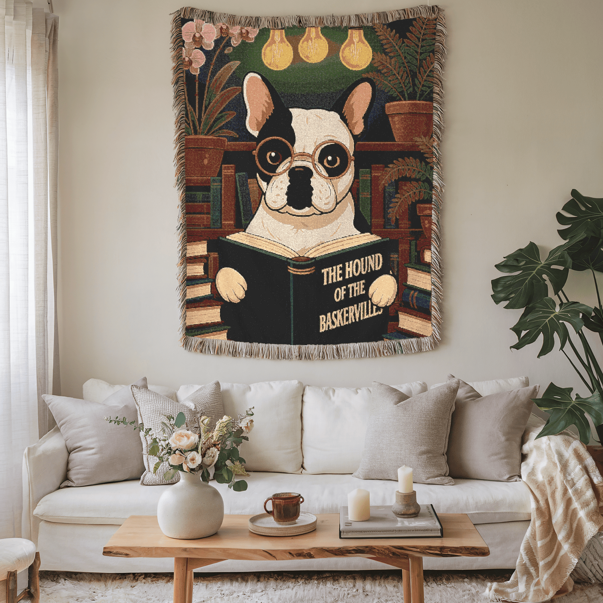 Printify Blanket Piebald French Bulldog Baskervilles Throw Blanket