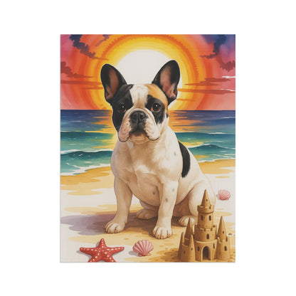 Printify Garden Flag Piebald French Bulldog Beach Garden Flag