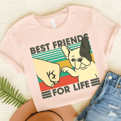 Piebald French Bulldog Bestie TShirt Soft Pink