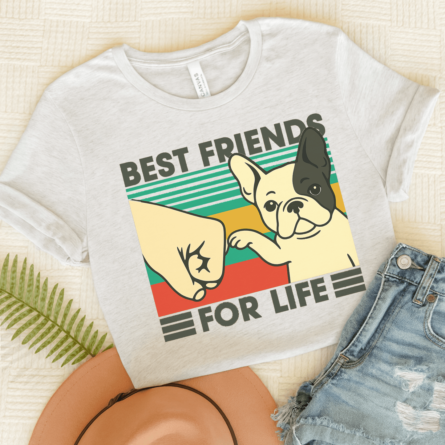 Piebald French Bulldog Bestie TShirt Ash