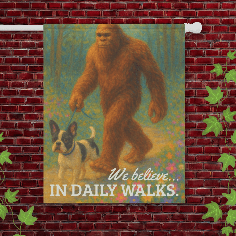 Printify Garden Flag 24.5'' × 32'' Piebald French Bulldog Bigfoot Garden Flag