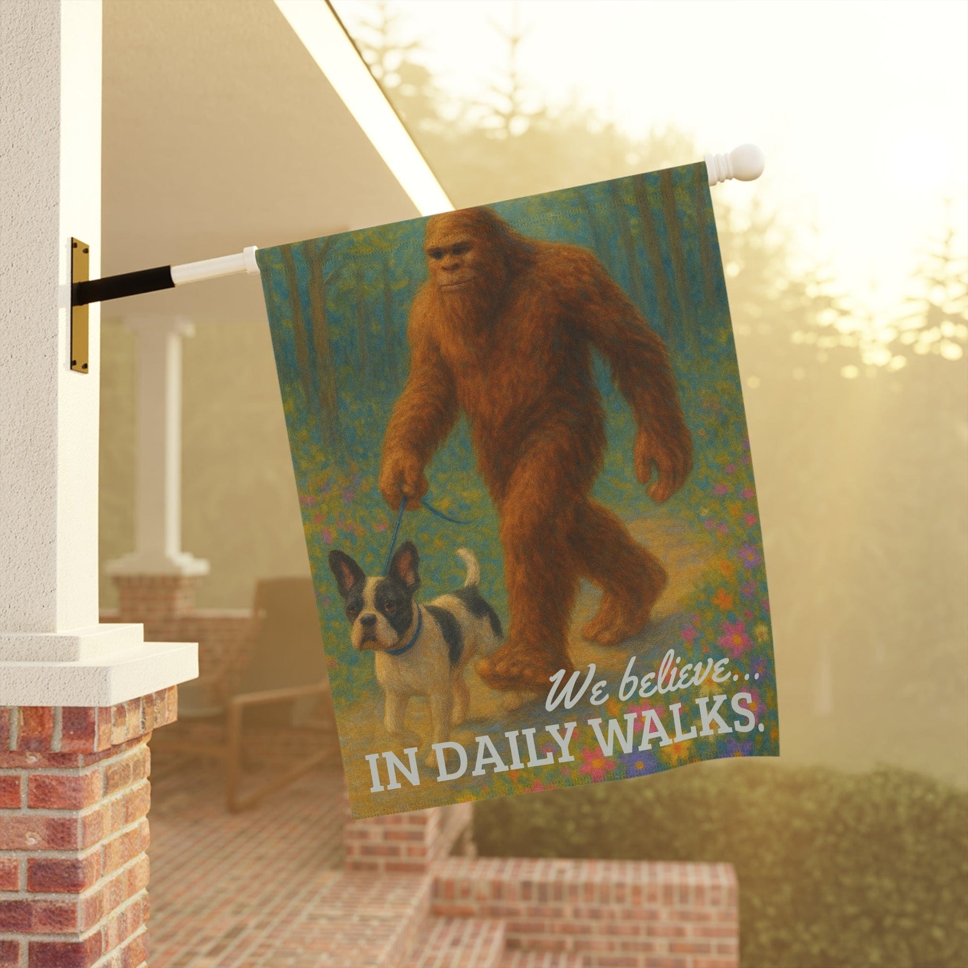 Printify Garden Flag Piebald French Bulldog Bigfoot Garden Flag