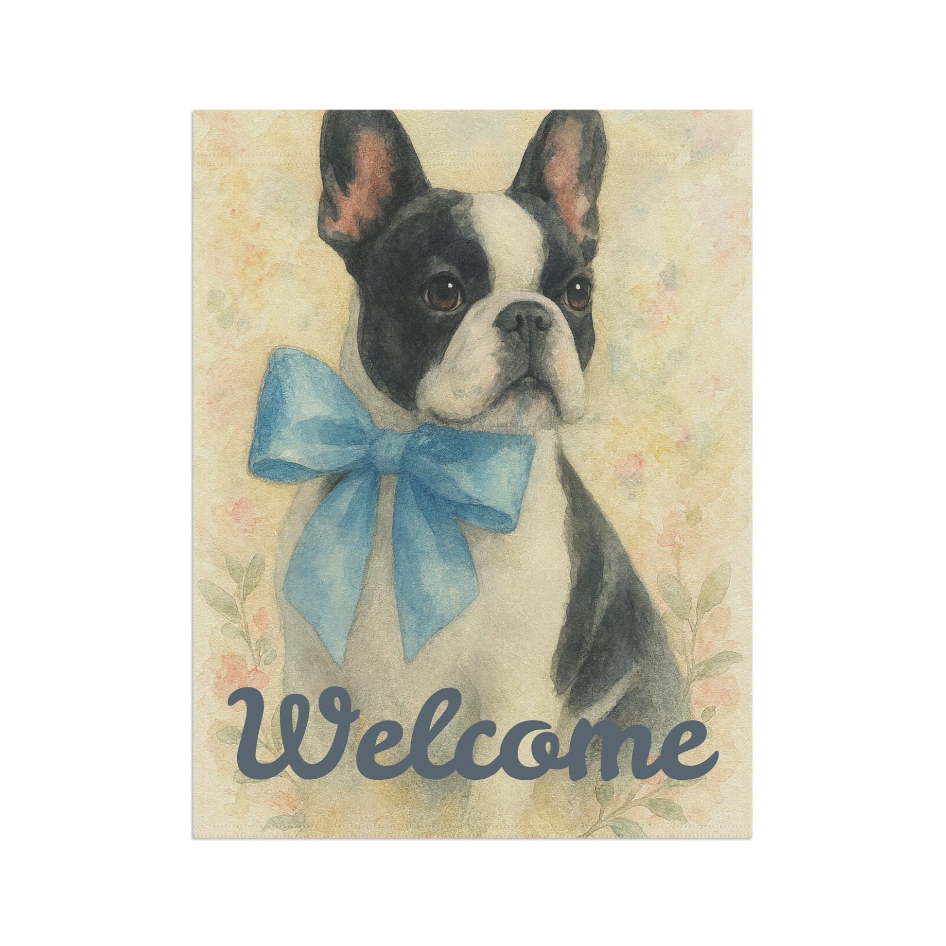 Piebald French Bulldog Blue Coquette Garden Flag