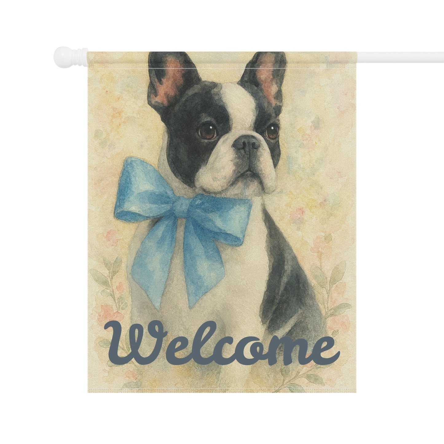 Piebald French Bulldog Blue Coquette Garden Flag