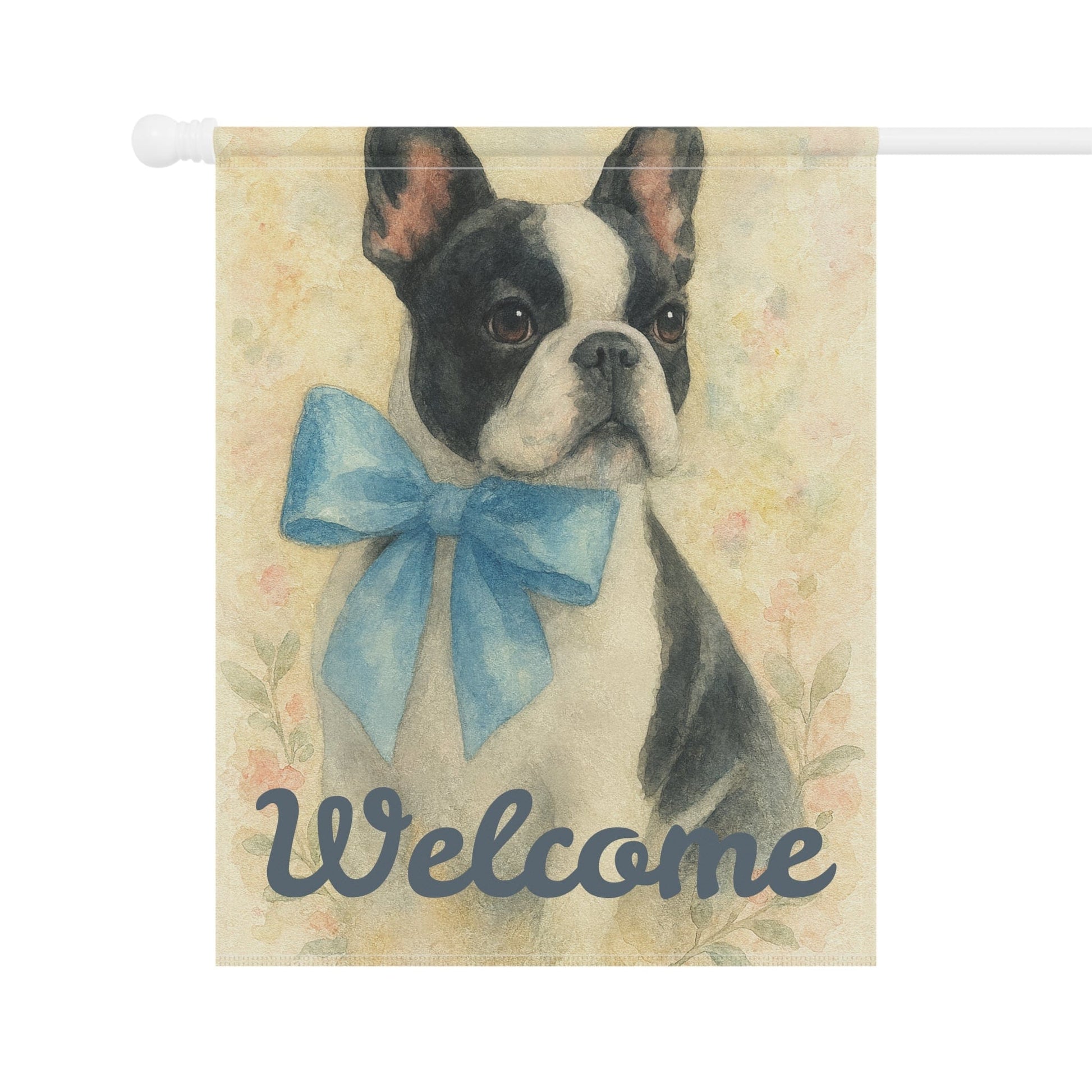 Piebald French Bulldog Blue Coquette Garden Flag