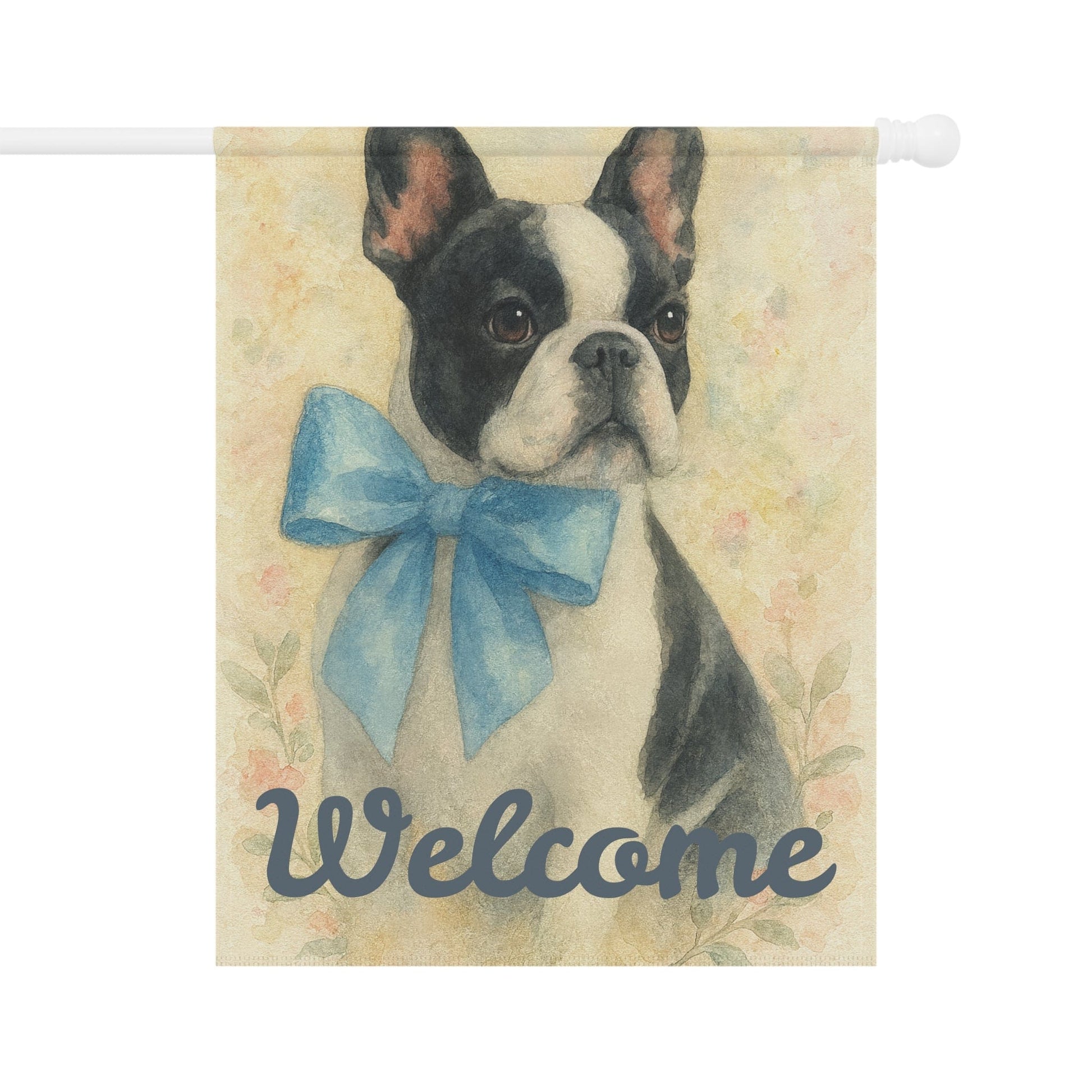 Piebald French Bulldog Blue Coquette Garden Flag