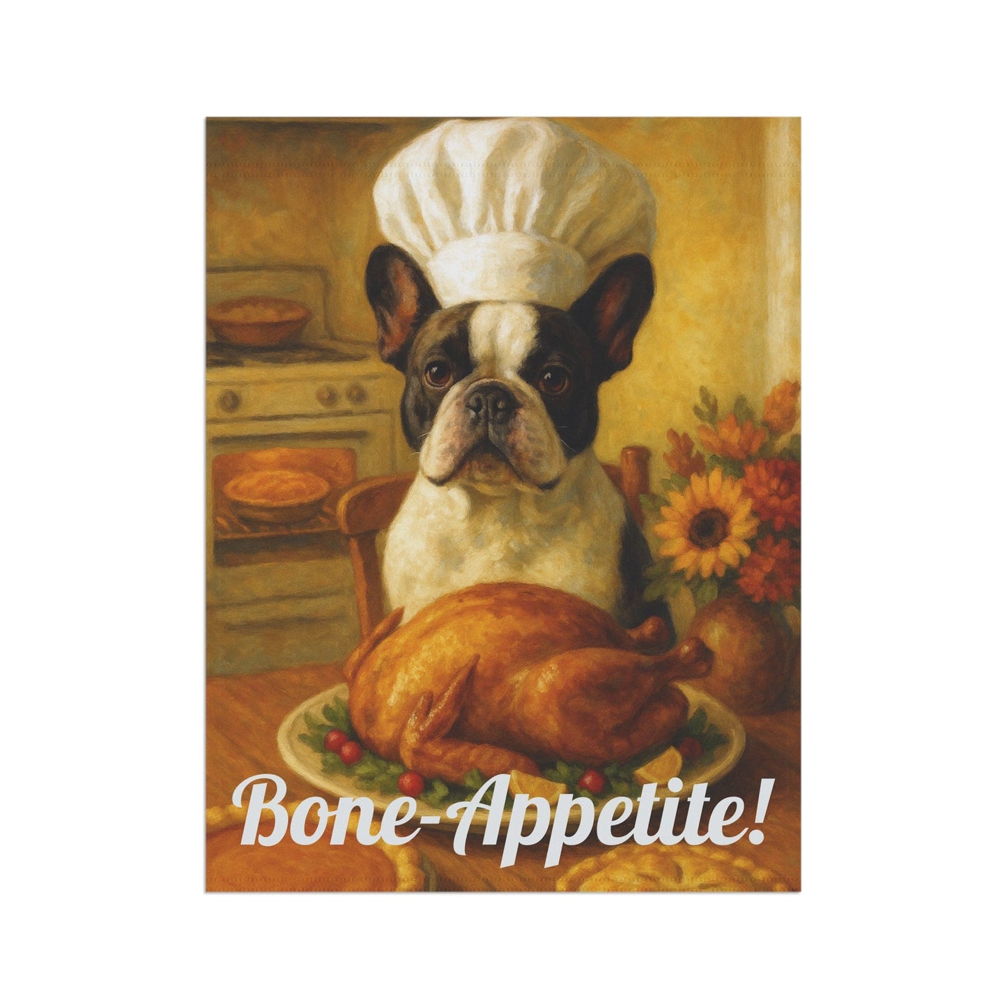 Piebald French Bulldog Bone-Appetite Garden Flag
