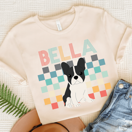 Printify T-Shirt Natural / S Piebald French Bulldog Checkered Tee