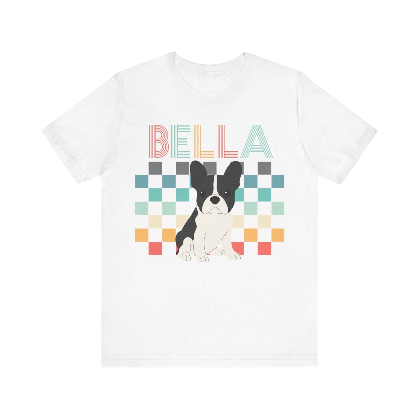 Printify T-Shirt Piebald French Bulldog Checkered Tee