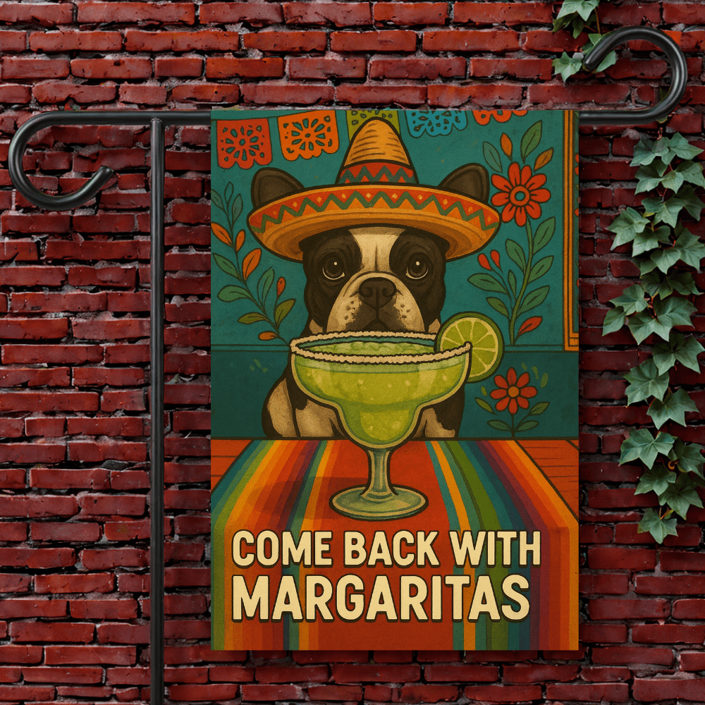 Piebald French Bulldog Cinco de Mayo Fiesta Garden Flag 12'' × 18''