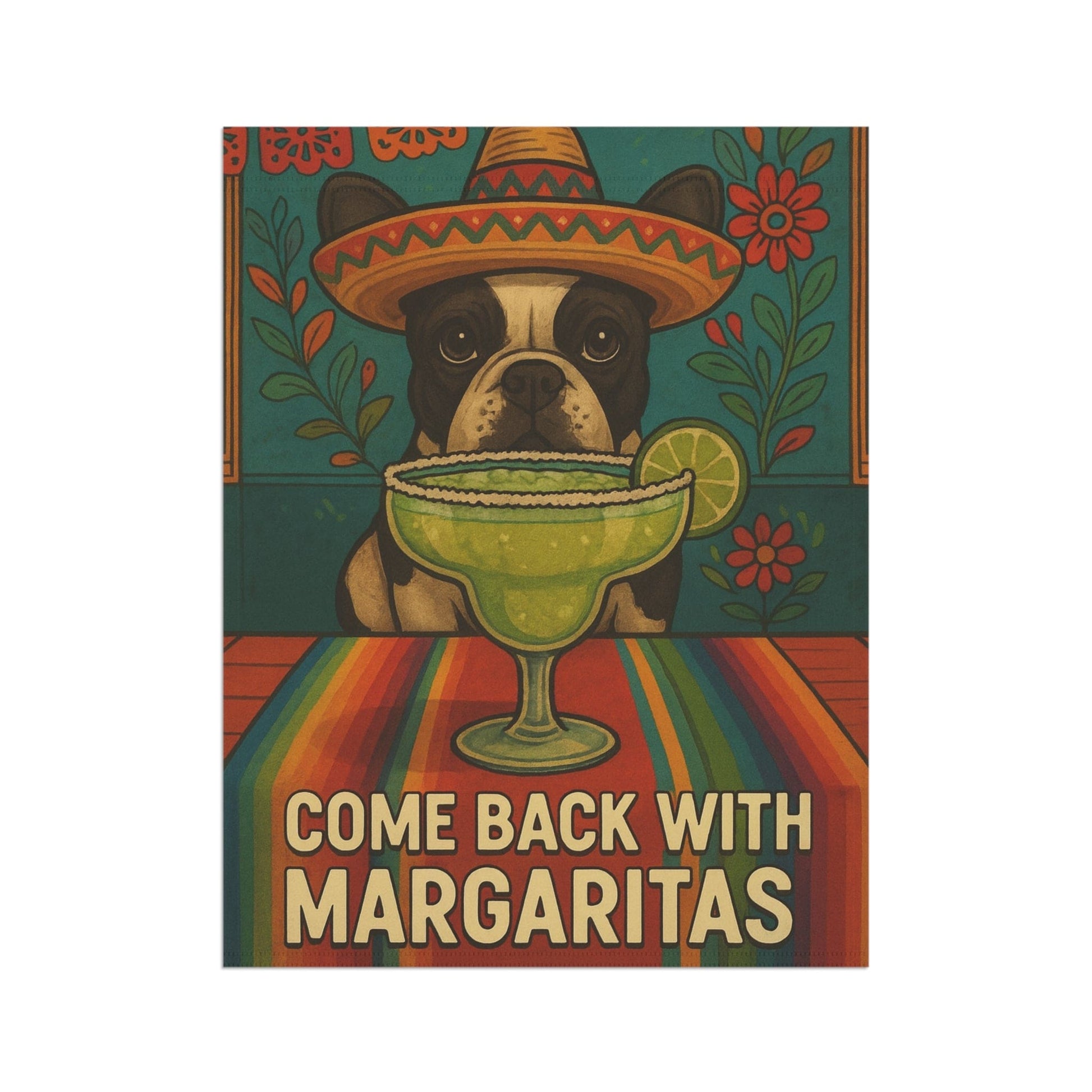 Piebald French Bulldog Cinco de Mayo Fiesta Garden Flag