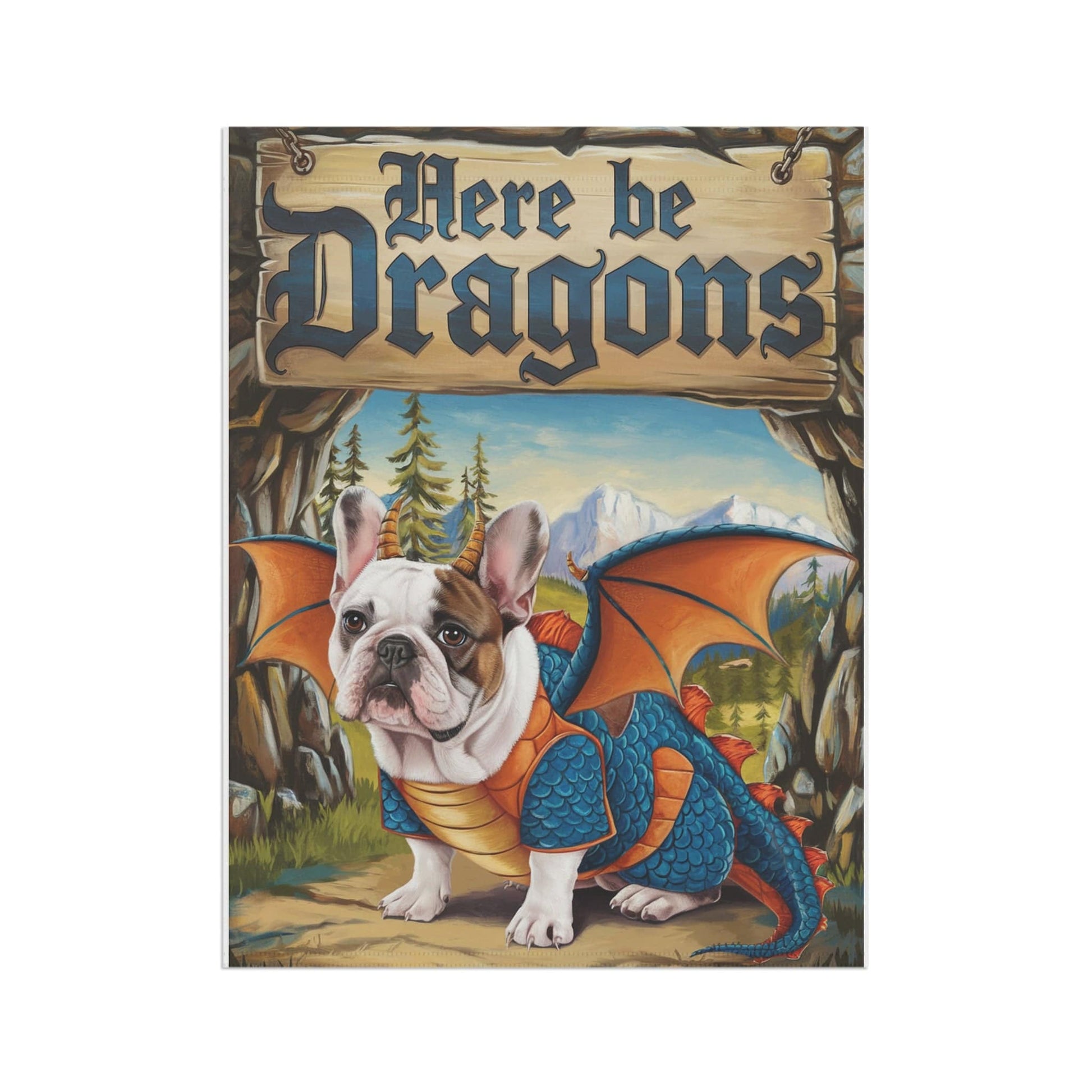 Printify Home Decor Piebald French Bulldog Dog Dragon Garden Flag, Pet Yard Spring Decor, Housewarming Halloween