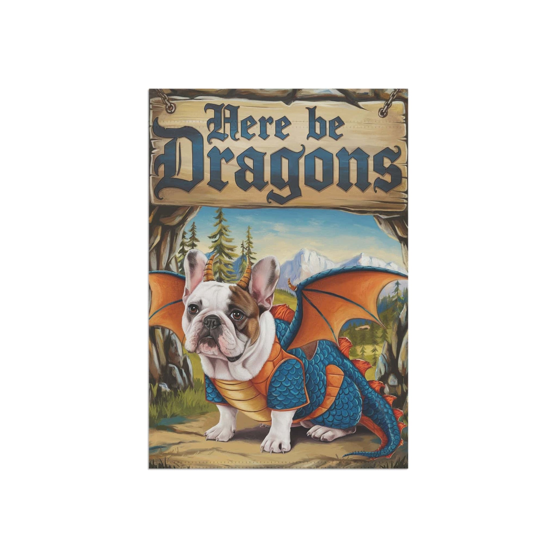Printify Home Decor Piebald French Bulldog Dog Dragon Garden Flag, Pet Yard Spring Decor, Housewarming Halloween