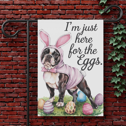 Printify Garden Flag 12'' × 18'' Piebald French Bulldog Easter Garden Flag