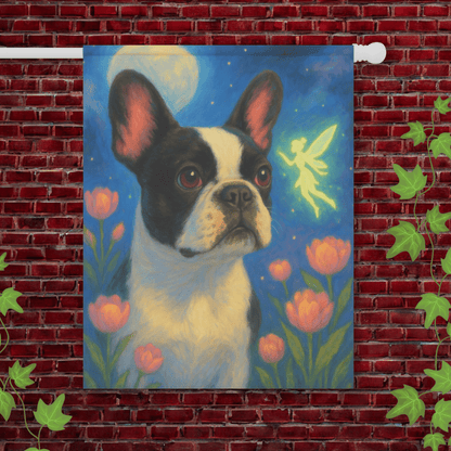 Printify Garden Flag 24.5'' × 32'' Piebald French Bulldog Fairy Garden Flag