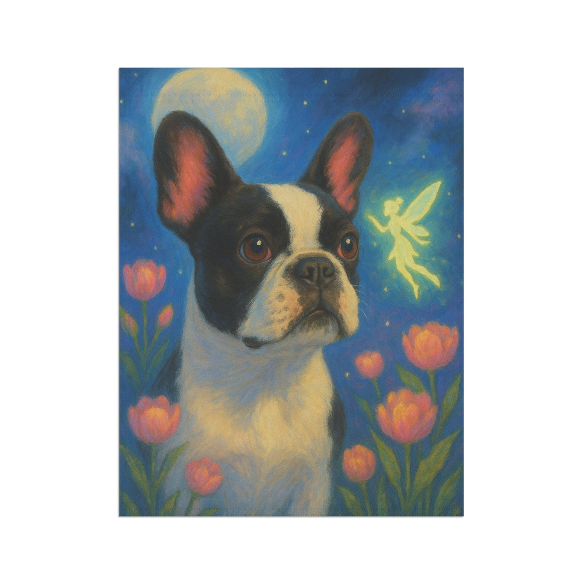 Printify Garden Flag Piebald French Bulldog Fairy Garden Flag