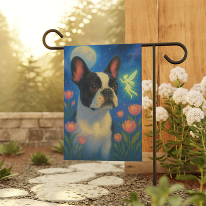 Printify Garden Flag Piebald French Bulldog Fairy Garden Flag