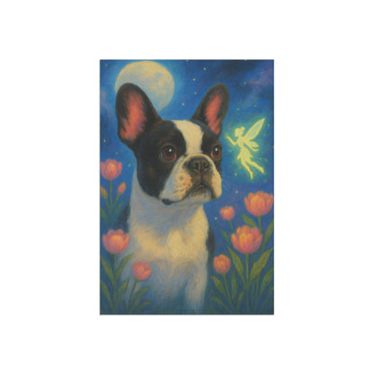 Printify Garden Flag Piebald French Bulldog Fairy Garden Flag