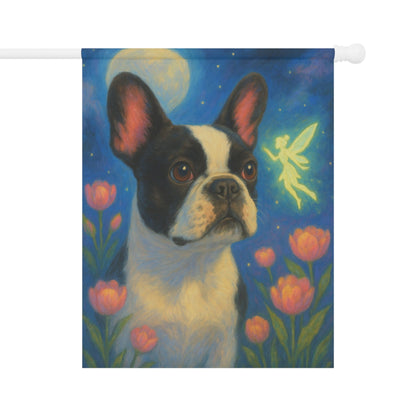 Printify Garden Flag Piebald French Bulldog Fairy Garden Flag