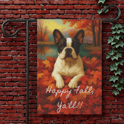 Piebald French Bulldog Fall Ya'll Garden Flag