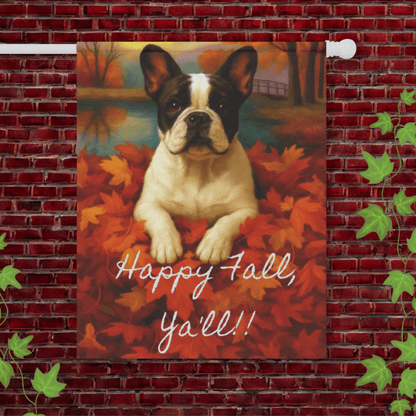 Piebald French Bulldog Fall Ya'll Garden Flag 24.5'' × 32''
